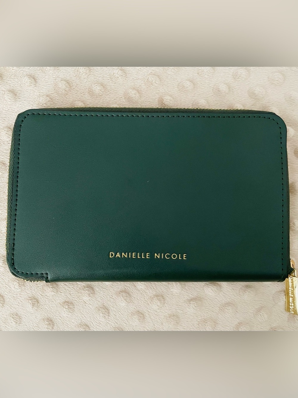 Danielle Nicole Olive Green Leather Wallet/Clutch with Gold Logo
